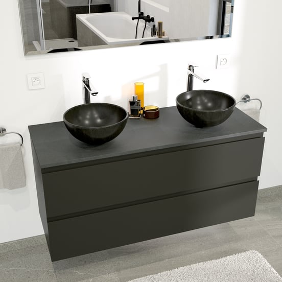 Linie Lavo vasque à poser porcelaine Noir Mat rond Ø 32 cm