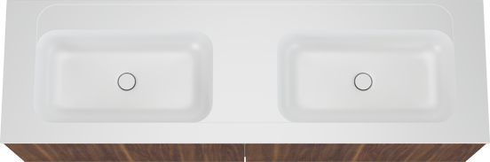 Balmani Sfera zwevend badkamermeubel 180 x 55 cm amerikaanse notelaar met Tablo Strada dubbele wastafel in composietmarmer mat wit