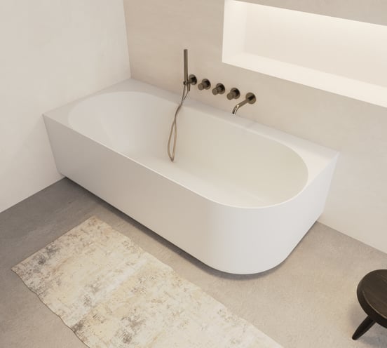 Balmani Scala tweepersoonsbad hoekbad links 175 x 80 cm Solid Surface mat wit