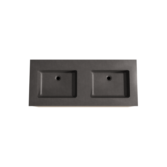 Storke Edge zwevend badmeubel 120 x 52 cm ruw eiken met Scuro dubbele wastafel in kwarts mat zwart