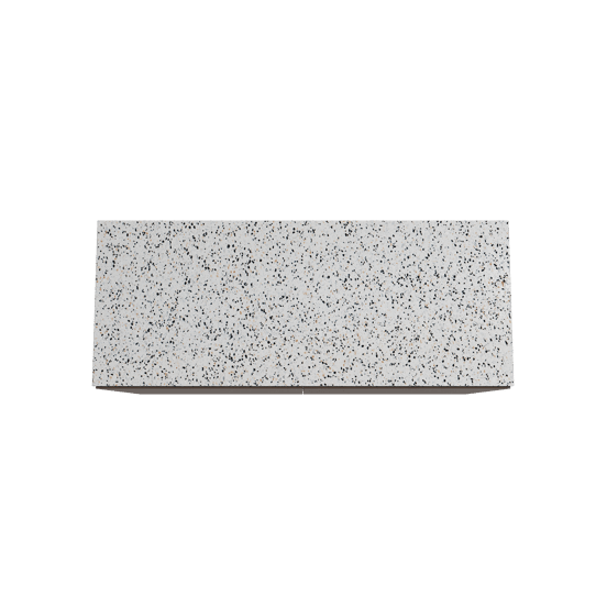 Storke Edge freistehendes Möbelstück Set: 130 x 52 cm, Nussbaum, mit Tavola Einzel- oder Doppel Waschtischplatte, Terrazzo in Weiß/Schwarz matt