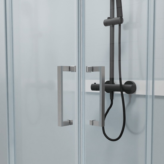 Luca Varess Talan cabine de douche avec portes coulissantes 90 x 90 cm verre transparent profil chrome mat