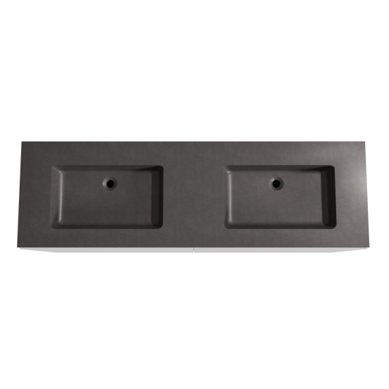 Storke Edge meuble salle de bains à poser 170 x 52 cm blanc mat avec Scuro double vasque en quartz noir mat