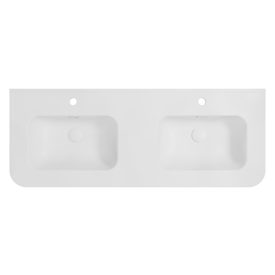 Storke Kera Soft dubbele wastafel mat witte porselein 120 x 46 cm