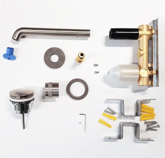 Blaufoss Pavilion inbouw wastafelkraan Brushed Coolmetal incl. inbouwelement