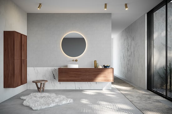 Balmani Quadro meuble sous-lavabo suspendu 184 x 53 cm noyer Américain 4 tiroirs