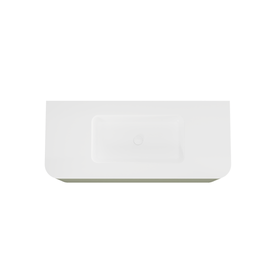 Balmani Moon zwevend badmeubel 130 x 55 cm saliegroen met Moon enkele wastafel in solid surface mat wit