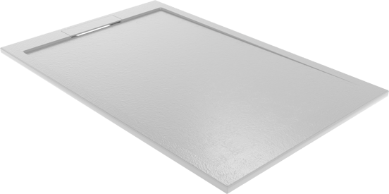 Balmani Indus douchebak 140 x 90 cm composietmarmer lichtgrijs leisteenstructuur