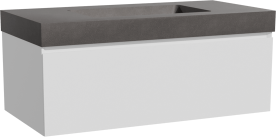 Storke Edge zwevend badmeubel 105 x 52 cm mat wit met Scuro High enkele wastafel in kwarts mat zwart