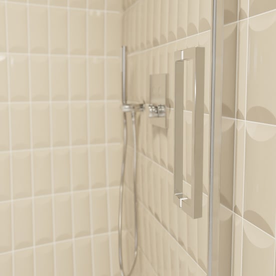 Balmani Senses Design porte coulissante réversible 160 cm x 210 cm verre transparent, Profil chrome, coating inclus