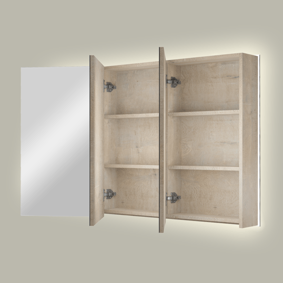 Linie Montro armoire de toilette lumineuse 100 x 75 cm chêne gris