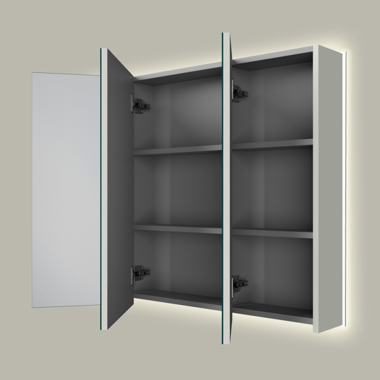 Linie Montro spiegelschrank 100 x 75 cm Greige, mit Spiegelbeleuchtung