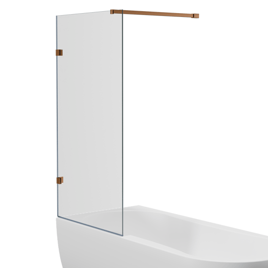 Luca Varess Solid badwand 80 cm helder glas geborsteld Rosegold profiel