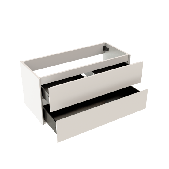 Storke Edge hängender Waschbeckenunterschrank: 100 x 46 cm, Weiß matt, 2 Schubladen