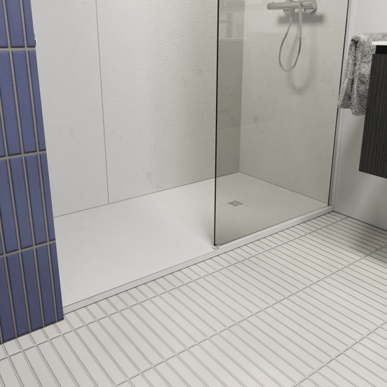 Luca Varess Classy receveur de douche 160 x 80 cm marbre composite blanc mat structure rock