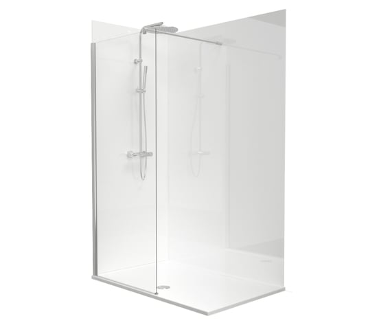 Linie Wall Duschrückwand: 140 x 260 cm, Acryl, Weiß Glänzend