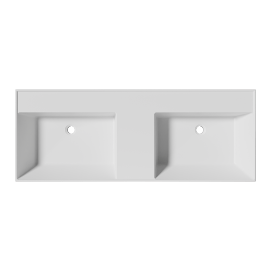 Balmani Argila dubbele wastafel composietmarmer Hoogglans Wit 120 x 46 cm