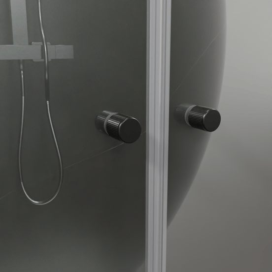 Luca Varess Kuresa porte battante 100 x 200 cm verre transparent profil noir mat