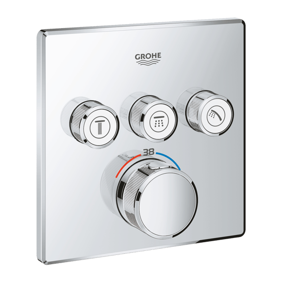 Grohe Grohtherm SmartControl Square Thermostat-Duscharmatur: Unterputz, für 3 Verbraucher, Chrom glänzend