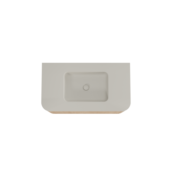 Balmani Moon hängendes Möbelstück Set: 100 x 55 cm, Naturbelassene Eiche, mit Moon Einzelwaschtisch, Top Solid Seidengrau