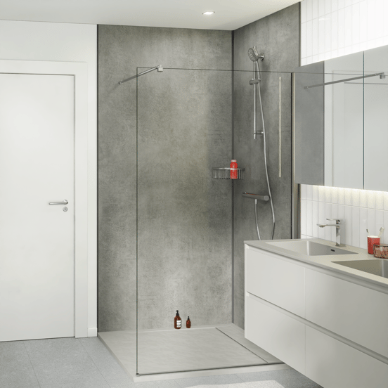 Luca Varess Groovy Duschrückwand Set 2 x 120x260 cm, SPC, Colorado Grey