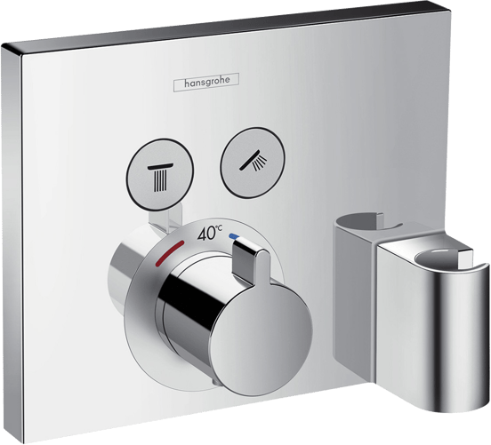 Hansgrohe Showerselect S Square Thermostat-Duscharmatur: Unterputz, mit Brausehalter, für 2 Verbraucher, Chrom glänzend