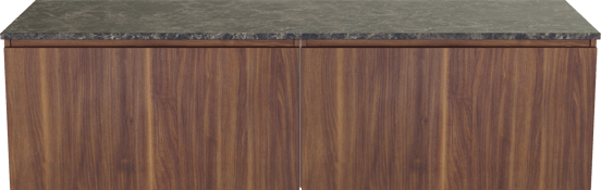 Balmani Sfera meuble salle de bains suspendu 180 x 55 cm noyer américain avec Stretto tablette simple ou double en marbre dark emperador