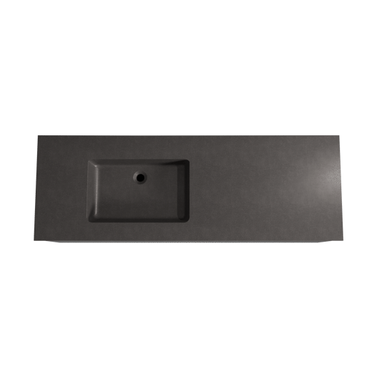 Storke Ribs zwevend badmeubel 150 x 52 cm zwart eiken met Scuro asymmetrisch linkse wastafel in kwarts mat zwart, Verticale asymmetrische rechte ribbel