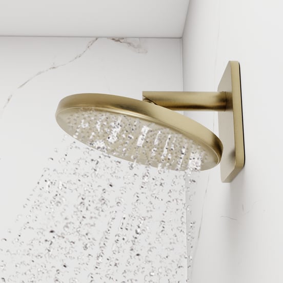 Blaufoss Onos 250 Duschkopf 25 cm, Wandmontage, mit Brausearm, Brushed Champagne Gold