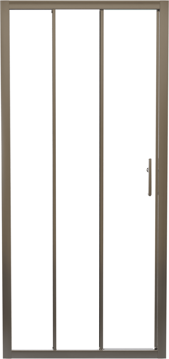 Linie Cadiz dreiteilige Dusche Schiebetür 90 cm x 190 cm Klarglas gebürstet Chrom Profil