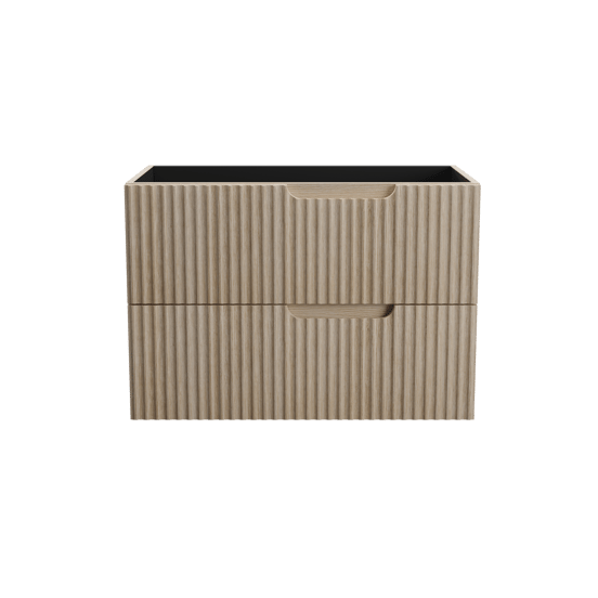 Linie Ribbo hängender Waschbeckenunterschrank: 80 x 46 cm, Eiche hell, 2 Schubladen