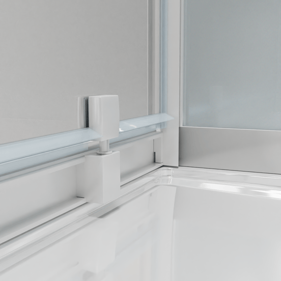 Luca Varess Talan douchecabine met draaideuren 90 x 90 cm helder glas met mat gestreepte strook glanzend wit profiel