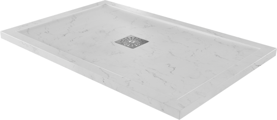 Linie Lido receveur de douche 120 x 80 cm marbre composite aspect marbre blanc structure en ardoise