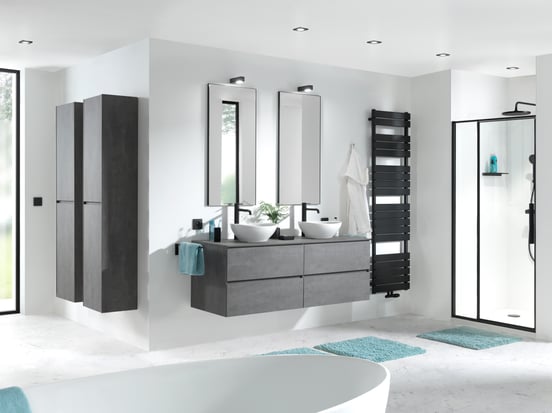 Balmani Modular paroi de douche verre transparent avec bande matte 156 x 200 cm