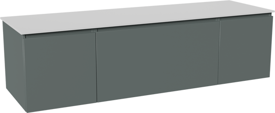 Balmani Sfera meuble salle de bains suspendu 180 x 55 cm forest avec Stretto tablette simple ou double en solid surface blanc mat