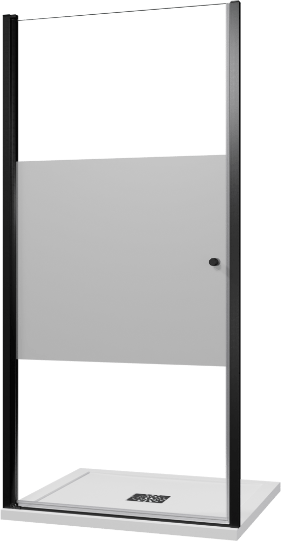 Luca Varess Kuresa douche draaideur 100 x 200 cm helder glas met matte strook mat zwart profiel