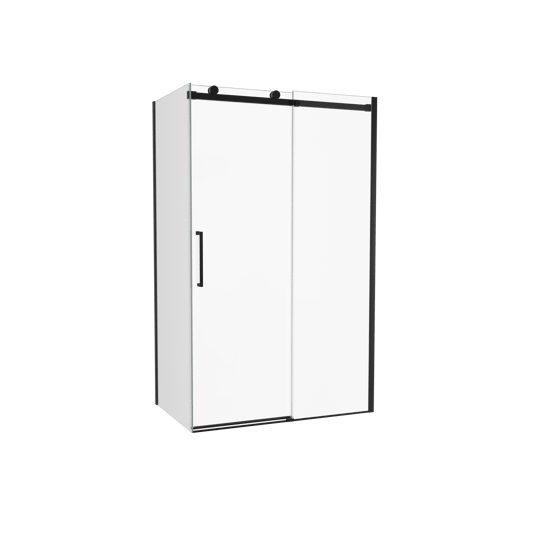 Luca Varess Boltano paroi de douche avec porte coulissante et paroi latérale fixe, 120 x 90 cm, verre transparent, profil noir