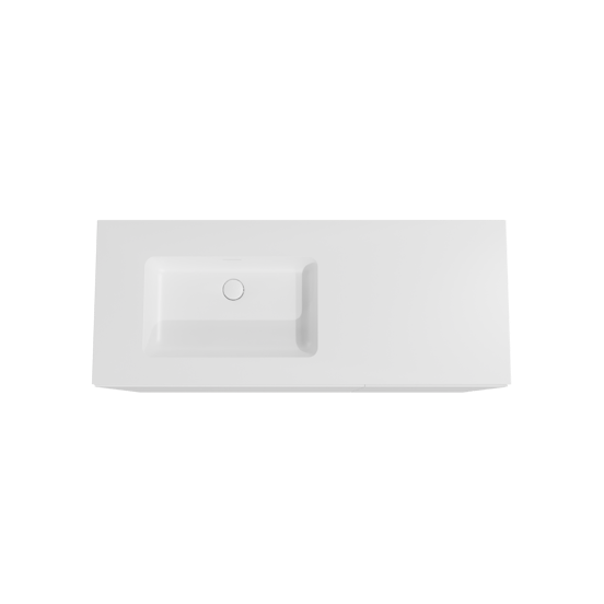 Storke Edge staand badmeubel 130 x 52 cm mat wit met Mata asymmetrisch linkse wastafel in solid surface mat wit