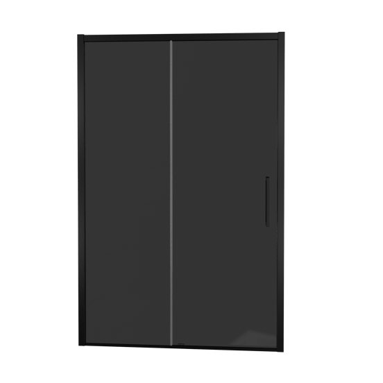 Balmani Senses Design douche schuifdeur omkeerbaar 160 cm x 210 cm Rookglas, Zwarte profielen