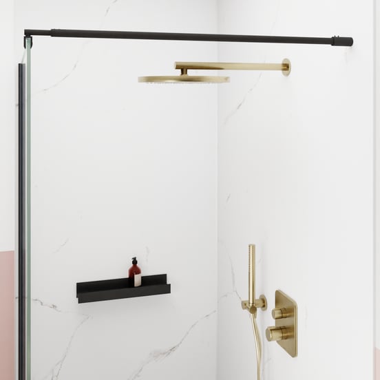 Blaufoss Nola 300 Tête de douche rond 30 cm avec support mural brushed champagne gold