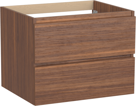 Balmani Lucida hängender Waschbeckenunterschrank: 67,5 x 55 cm, Amerikanischer Nussbaum, 2 Schubladen