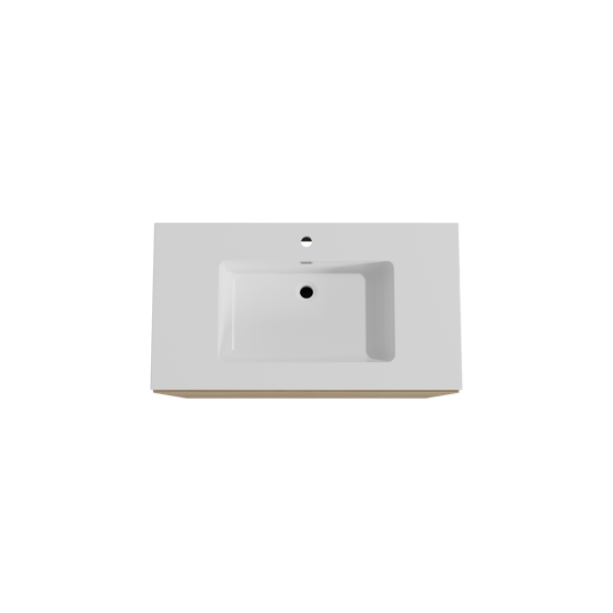 Storke Edge staand badmeubel 95 x 52 cm ruw eiken met Diva enkele wastafel in composietmarmer hoogglans wit