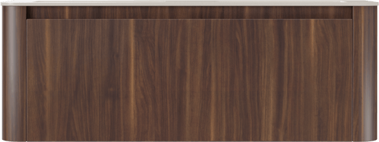 Storke Soft hängendes Möbelstück Set: 140 x 46 cm, Nussbaum, mit Mata Soft Doppelwaschtischplatte Solid Surface Beige Granit