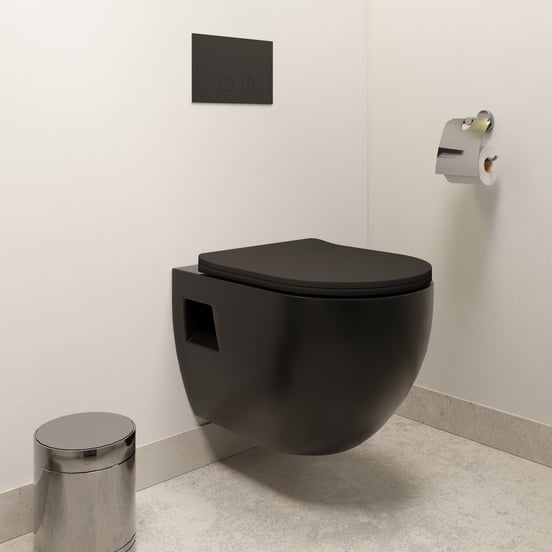 Linie Waldo hangend toilet mat zwart randloos