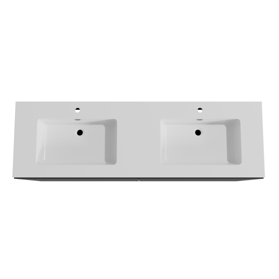 Storke Edge staand badmeubel 170 x 52 cm mat zwart met Diva dubbele wastafel in composietmarmer hoogglans wit