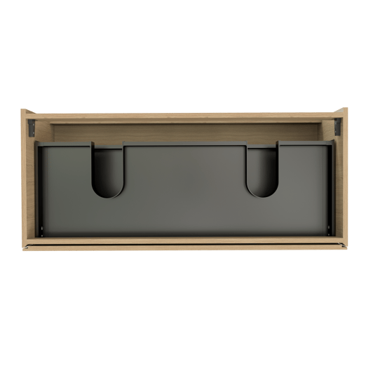 Storke Edge zwevende wastafelonderkast 120 x 52 cm natuur eik 2 lades 2 sifonuitsparingen