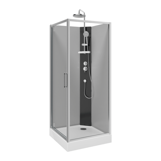 Linie Salta douchecabine met draaideuren 80 x 80 cm helder glas chroom profiel met kraan