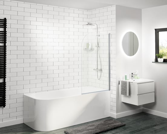 Linie Milos Badewannenaufsatz: 85 cm, Chrom Profil