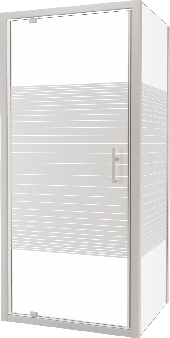 SanyOne Anton paroi de douche avec porte pivotante et paroi latérale fixe, 90 x 80 cm, verre à rayures, profil blanc