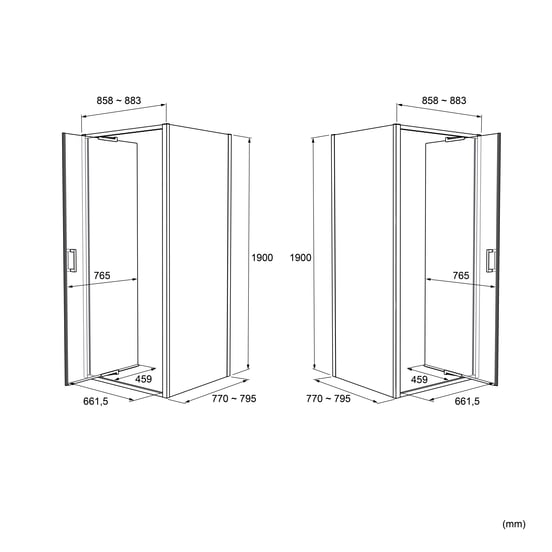 Luca Varess Vidor In paroi de douche avec porte pivotante et paroi latérale fixe 90 x 80 cm verre transparent avec bande matte profil chrome brillant